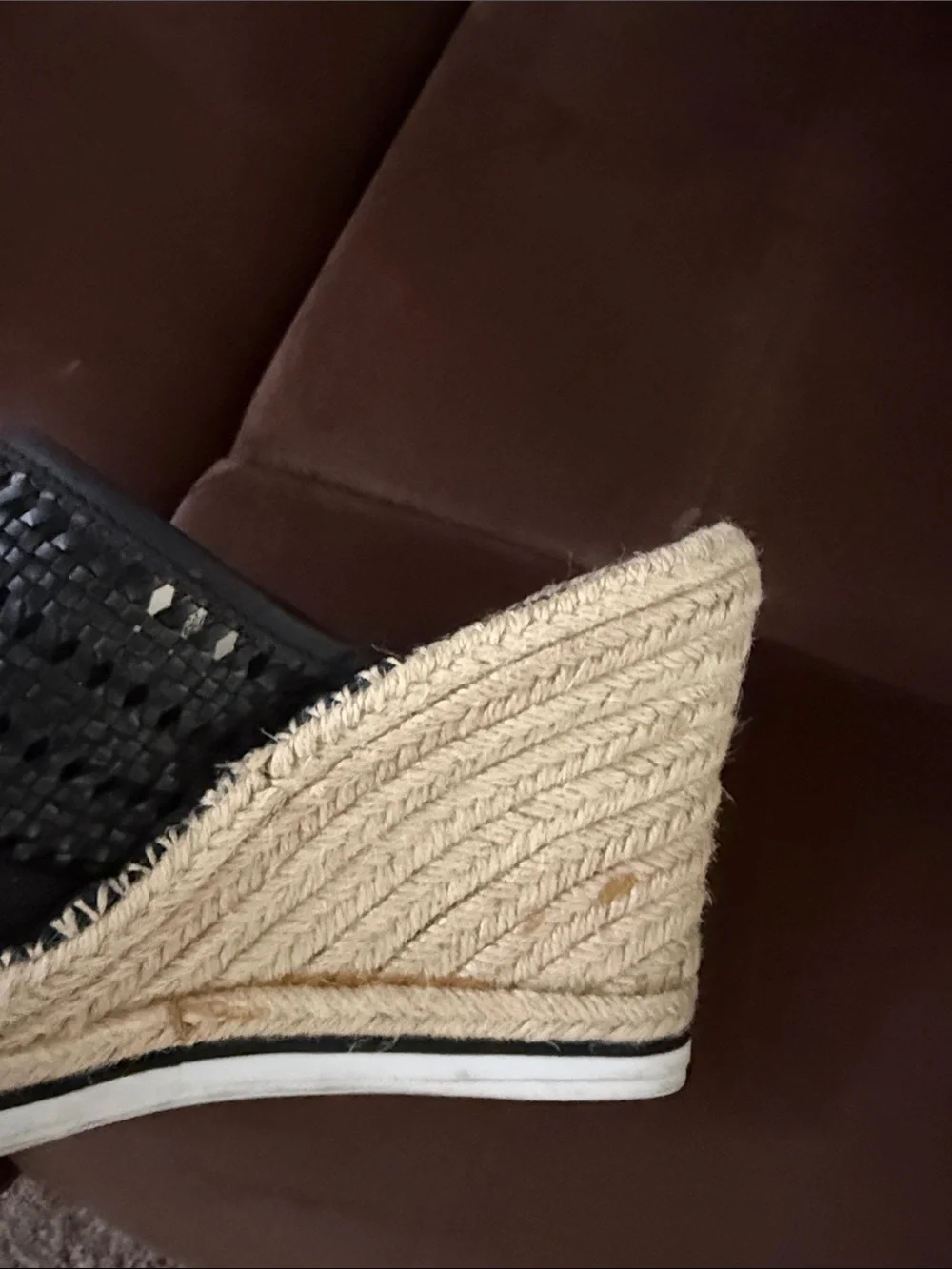 Toms Black Woven Espadrille Wedge Slides